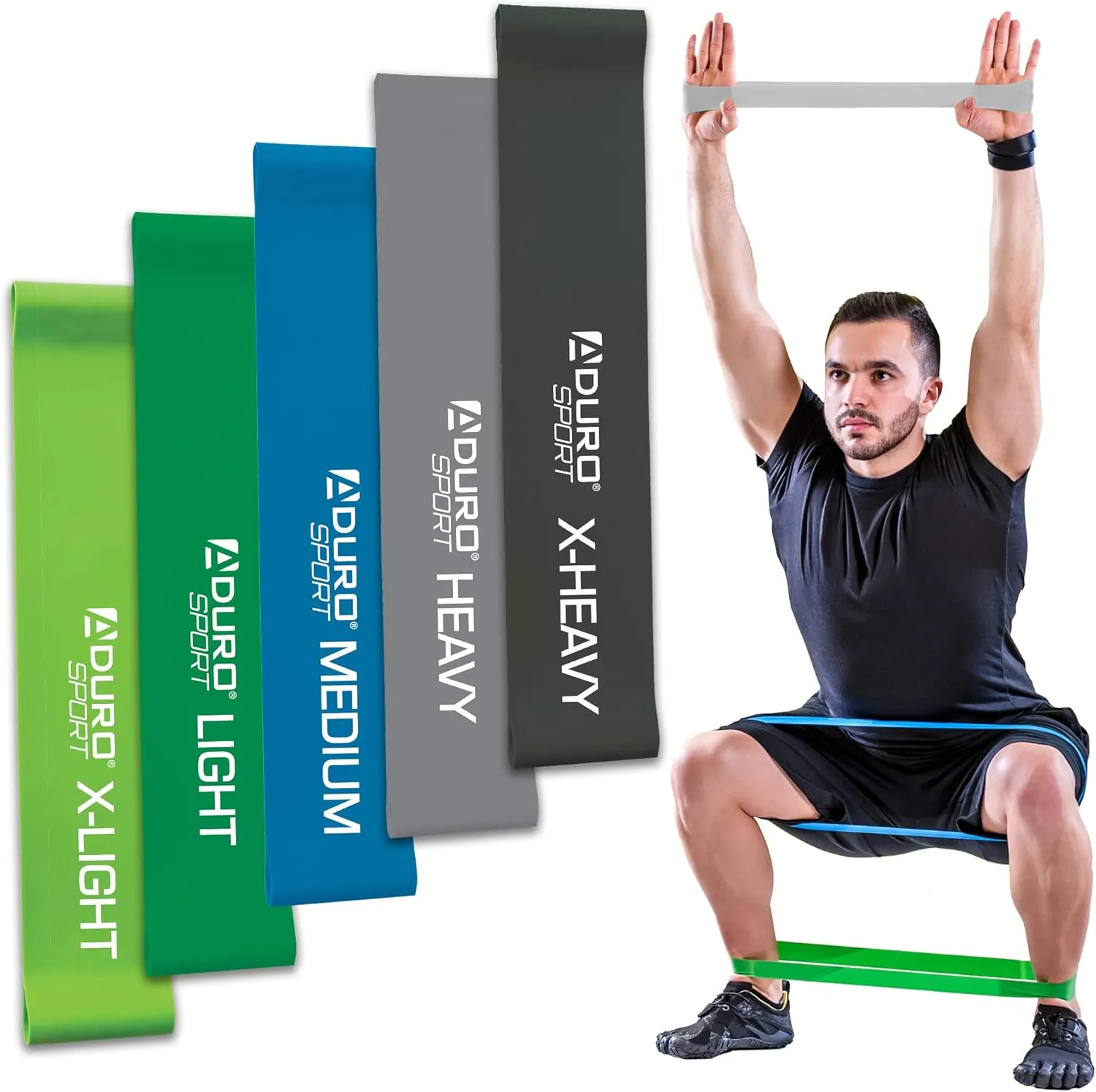 Aduro Sport Resistance Bands Set Exercise Workout Bands Loops 5 Resistance Levels