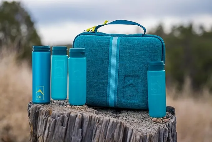 Adventure Hanging Toiletry Kit - Camping Toiletry Bag with Soap Flakes, Compressed Towelettes, Toothbrush, Mirror & More