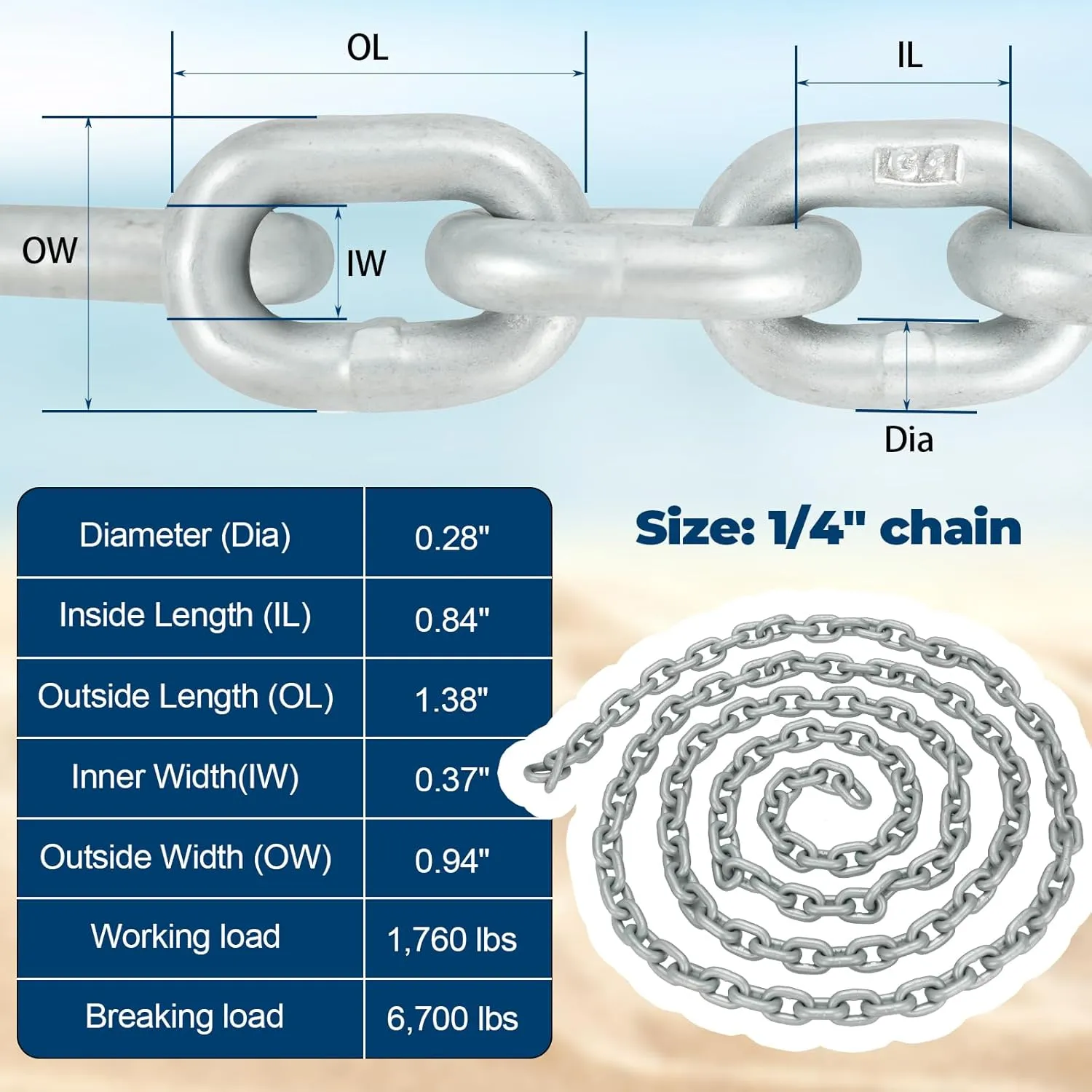 Anchor Rope Chain Rode for Boat Windlass, 1/2" Anchor Line 150ft with 1/4" G4 Hot-Dipped Galvanized Anchor Chain 15ft and Swivel Connector Kit