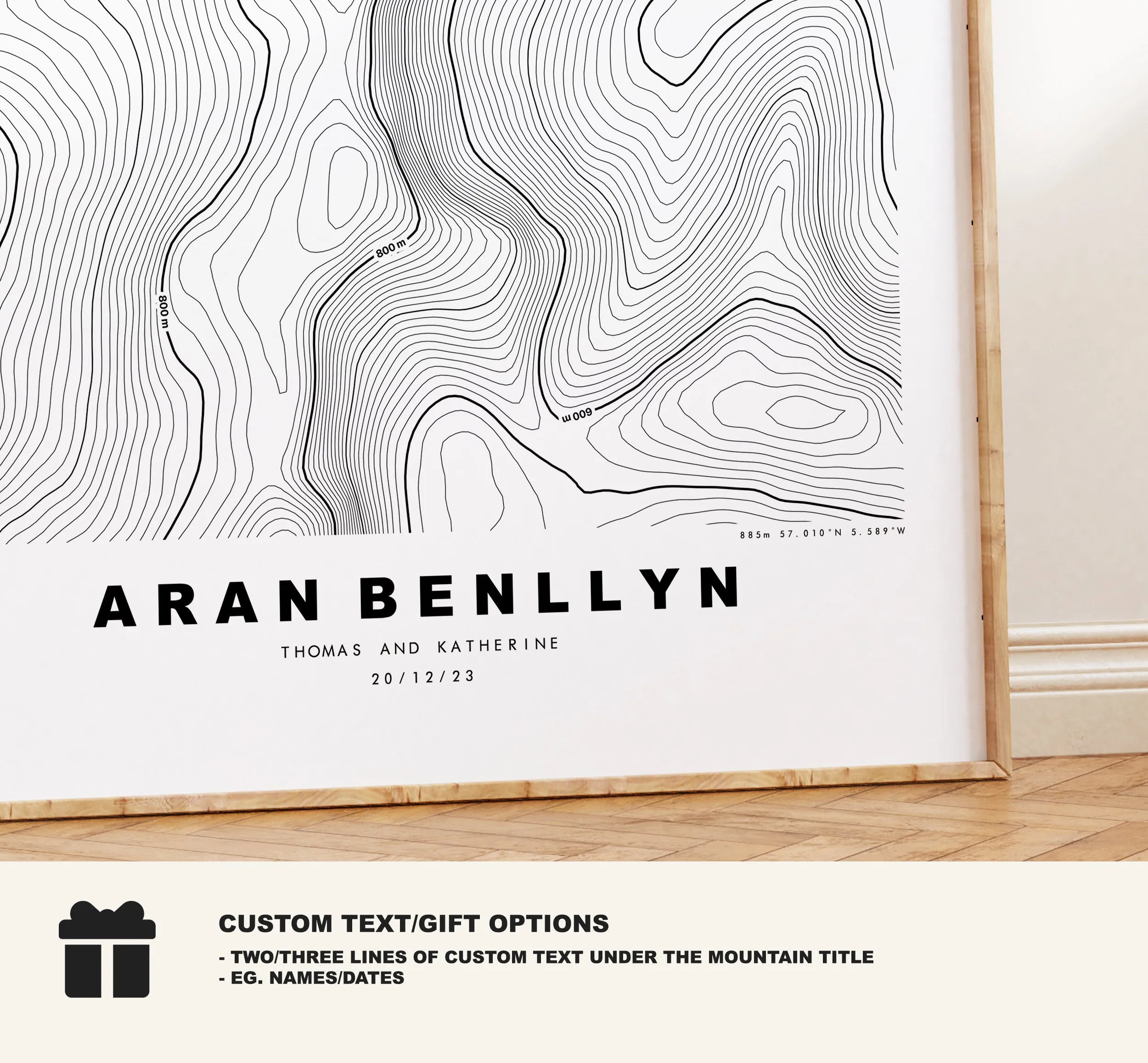 Aran Benllyn Print - Contour Map - Snowdonia - Wales - Topographic Map - Print - Poster - Wall Art -  Aran Benllyn Poster - Gift
