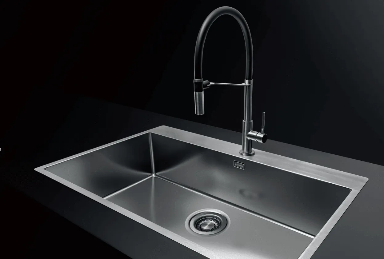 Artinox Hero Black and Brushed Steel kitchen tap