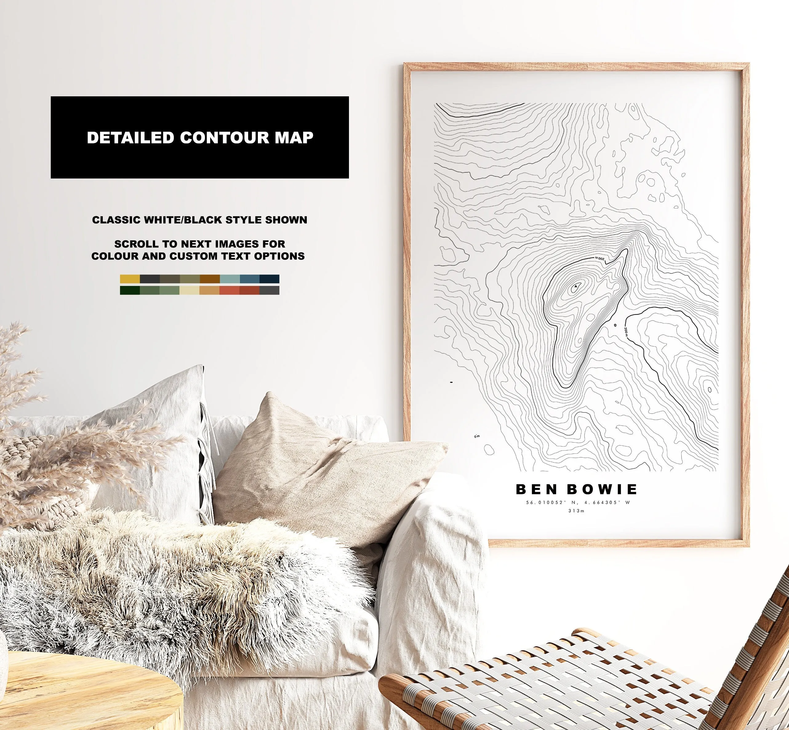 Ben Bowie Print - Contour Map - Ben Bouie Poster - Scotland - Topographic Map - Print - Wall Art - Ben Bowie Map