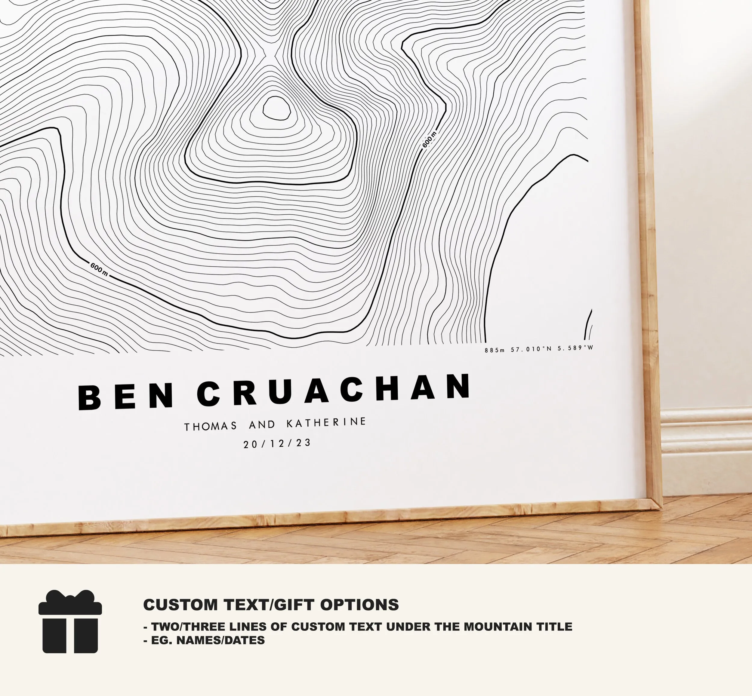 Ben Cruachan Print - Contour Map - Ben Cruachan Poster - Scotland - Topographic Map - Print - Wall Art - Ben Cruachan Map