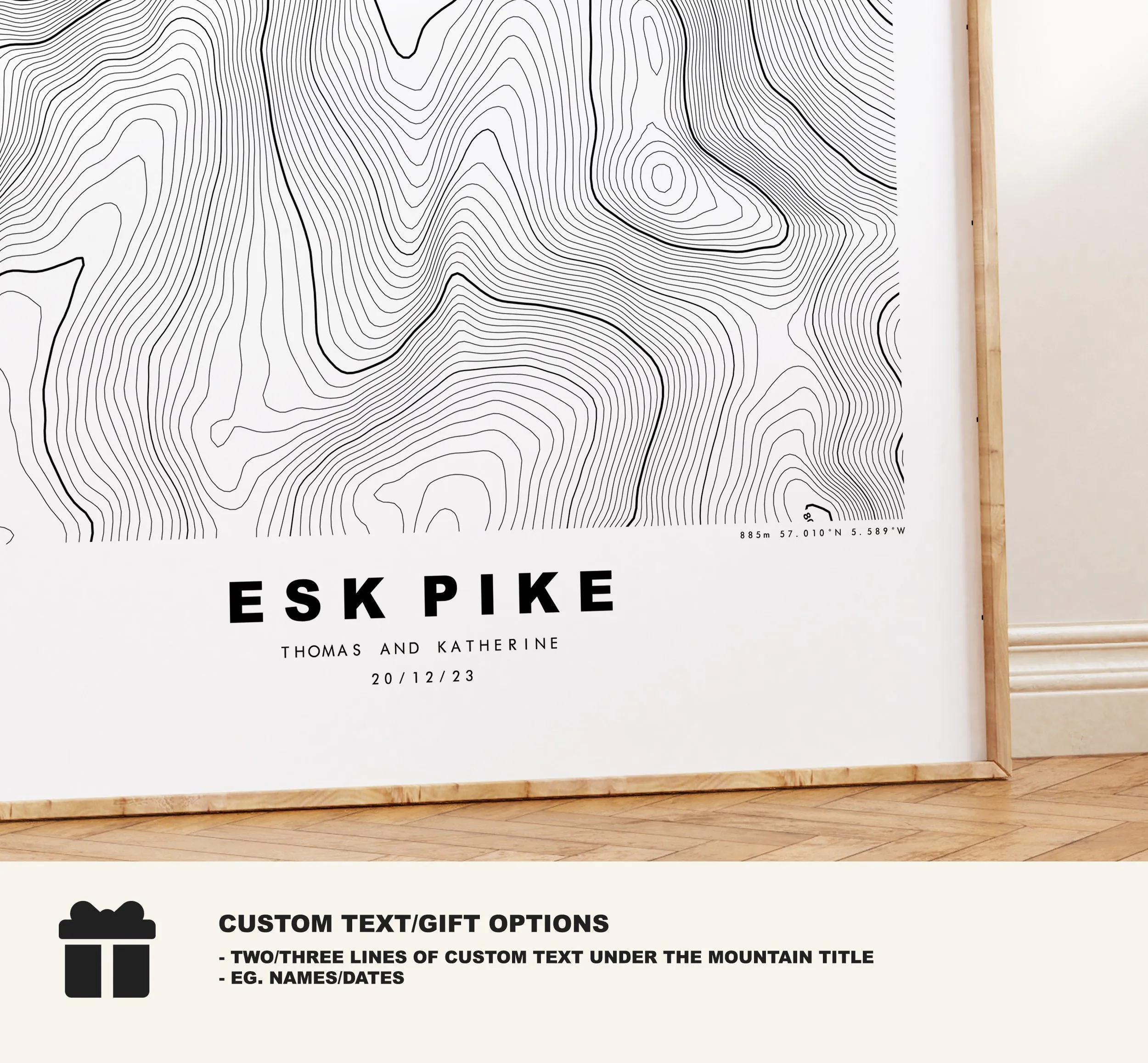 Esk Pike Print - Contour Map -  Esk Pike Lake District Map - Lake District - Topographic Map - Print - Poster - Wall Art - Topography
