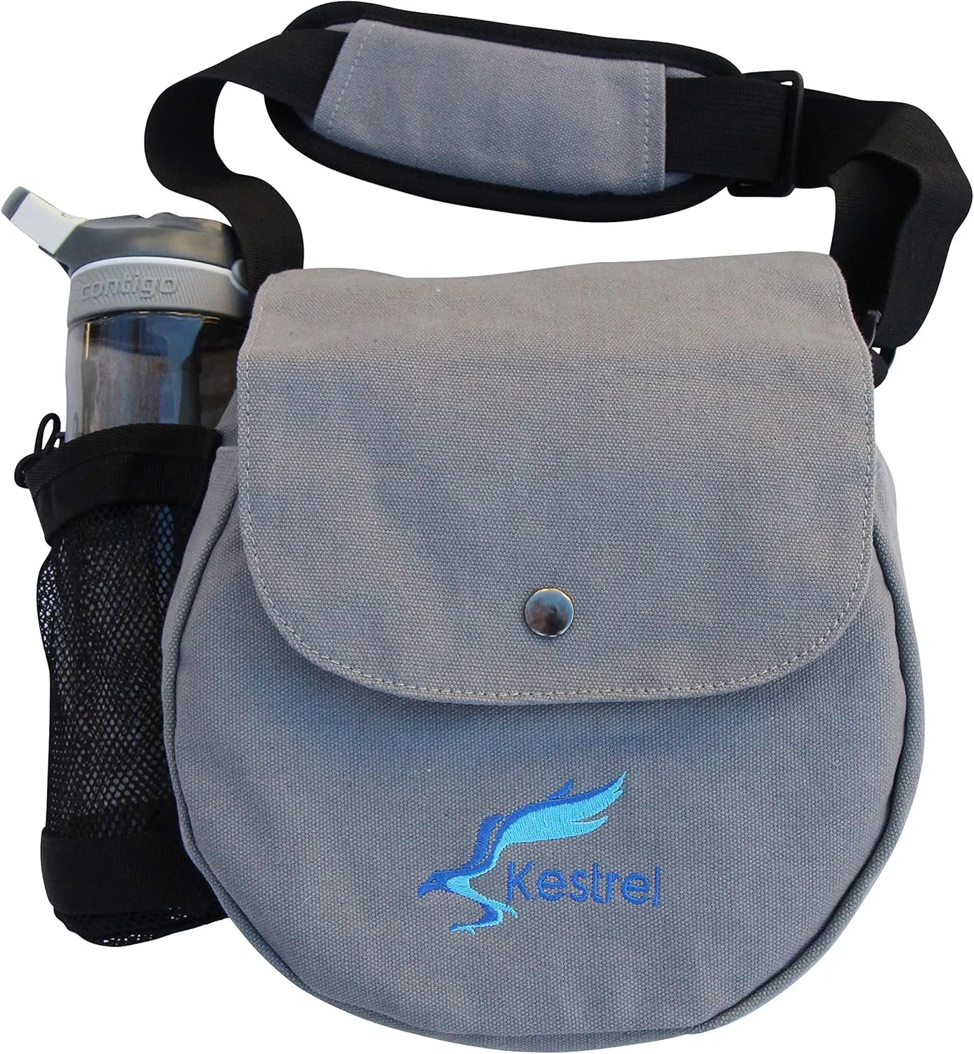 Kestrel Black Disc Golf Bag - Fits 6-10 Golf Discs   Bottle - For Beginner & Advanced Golfers - Extremely Durable Canvas - Frisbee Golf Bag - Small Sling/Shoulder Disc Golf Bag For Men & Women