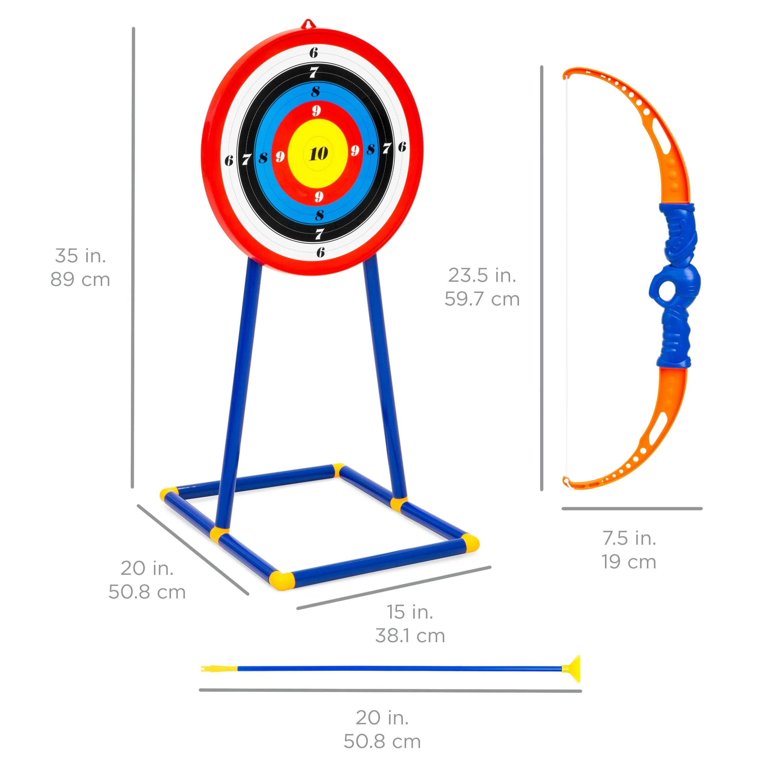 Kids Archery Bow and Arrow Toy Play Set w/ 3 Suction-Cup Arrows, Target