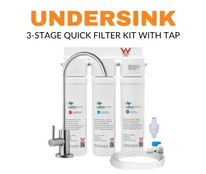 Land & Water 3 Stage 0.5mic Undersink Alkaline Water Filtration Kit with Premium Faucet