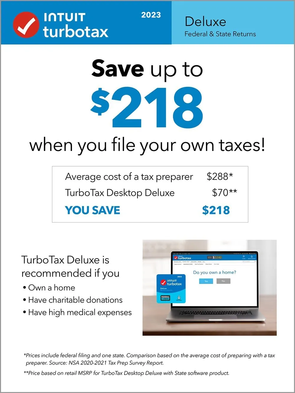 [Old Version] TurboTax Deluxe 2023, Federal & State Tax Return [PC/Mac Disc]