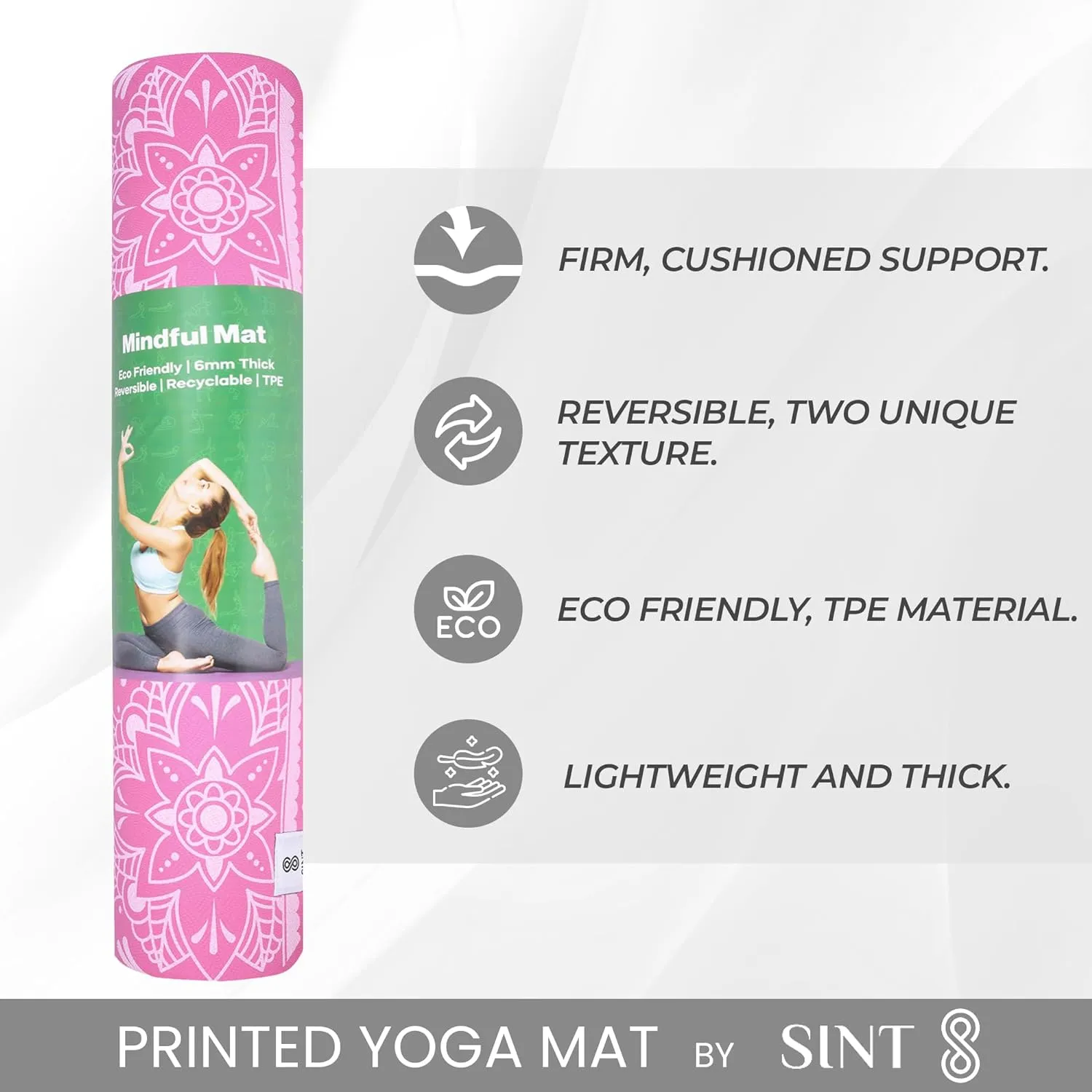 Premium 6mm Print Reversible Yoga Mat- Mandala Bloom