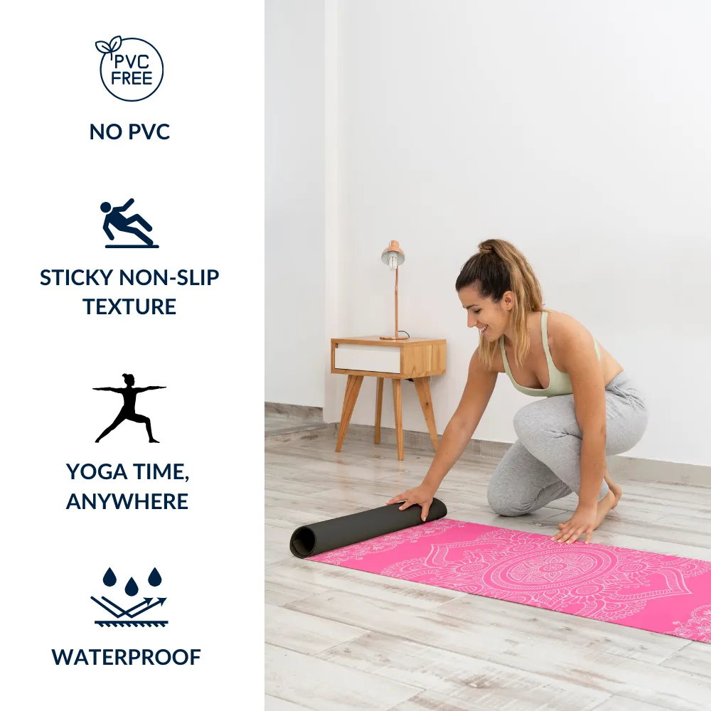 Premium 6mm Print Reversible Yoga Mat- Mandala Bloom
