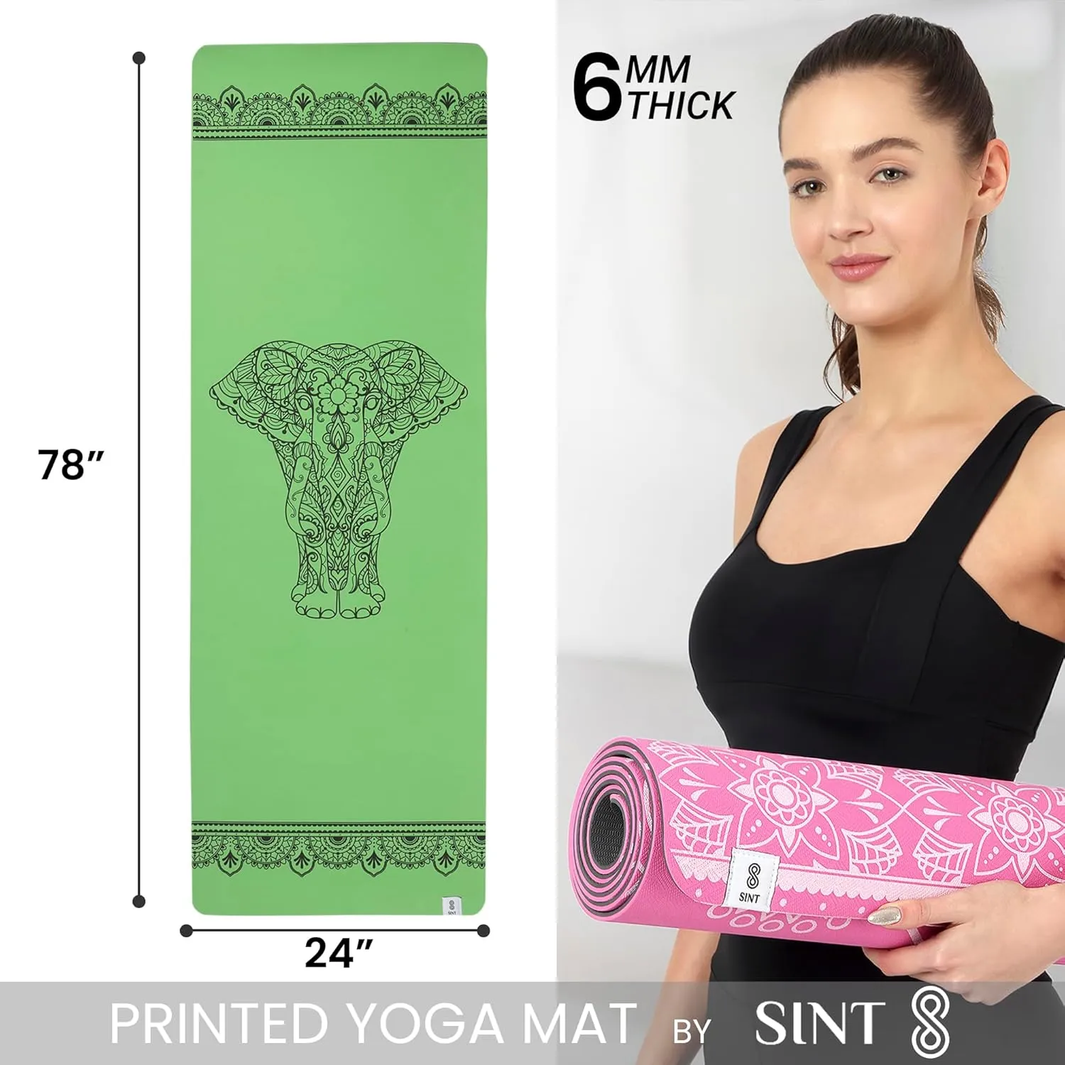 Premium 6mm Print Reversible Yoga Mat- Tranquil Tusk
