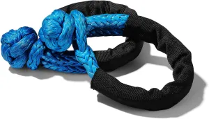 Synthetic Soft Shackle, 7/16 in x 22 in (41,000 LBS Breaking Strength) Shackle Rope with Extra Sleeve and Gloves for SUV ATV Truck Jeep Off-Road Rescue (Blue, 2 Pack)