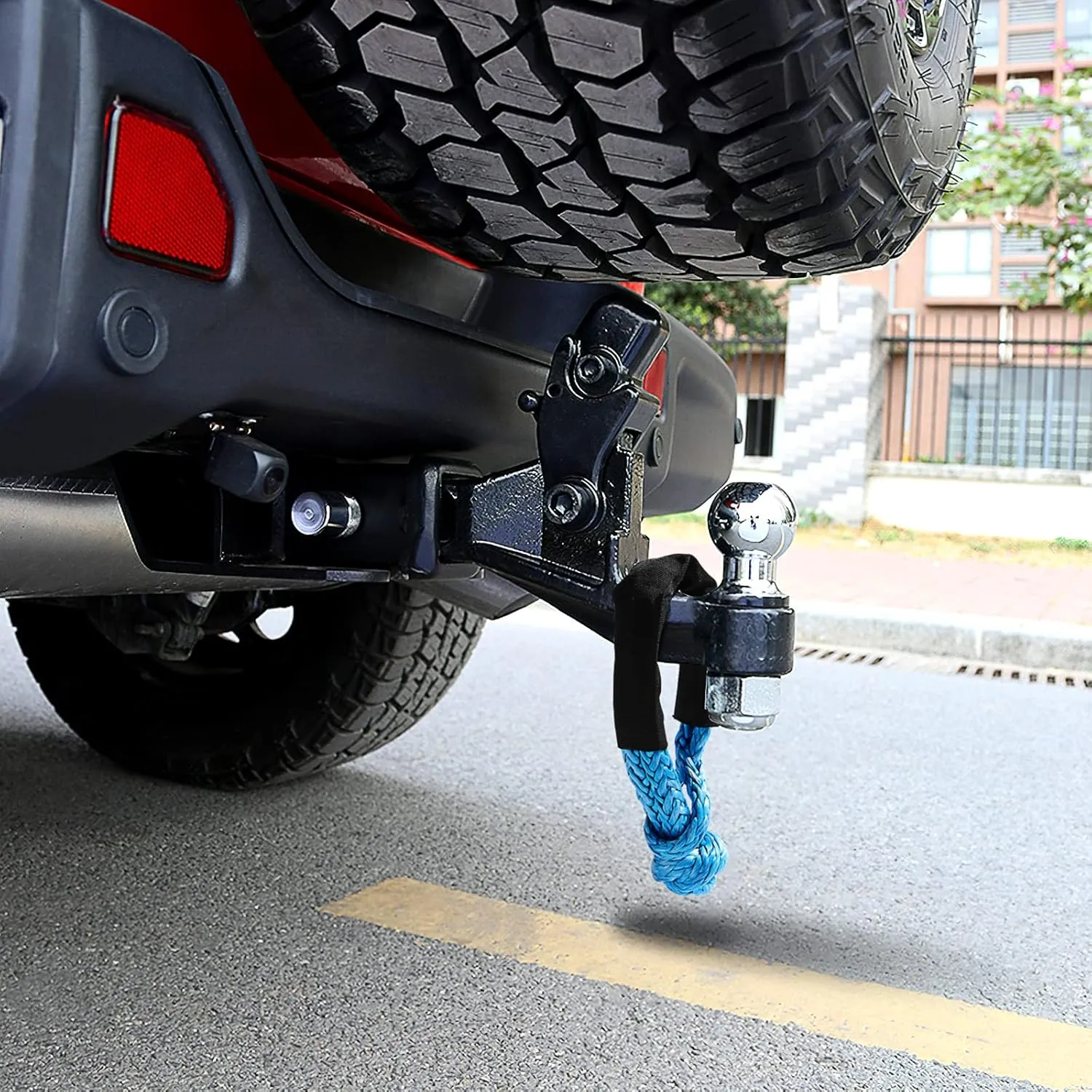 Synthetic Soft Shackle, 7/16 in x 22 in (41,000 LBS Breaking Strength) Shackle Rope with Extra Sleeve and Gloves for SUV ATV Truck Jeep Off-Road Rescue (Blue, 2 Pack)