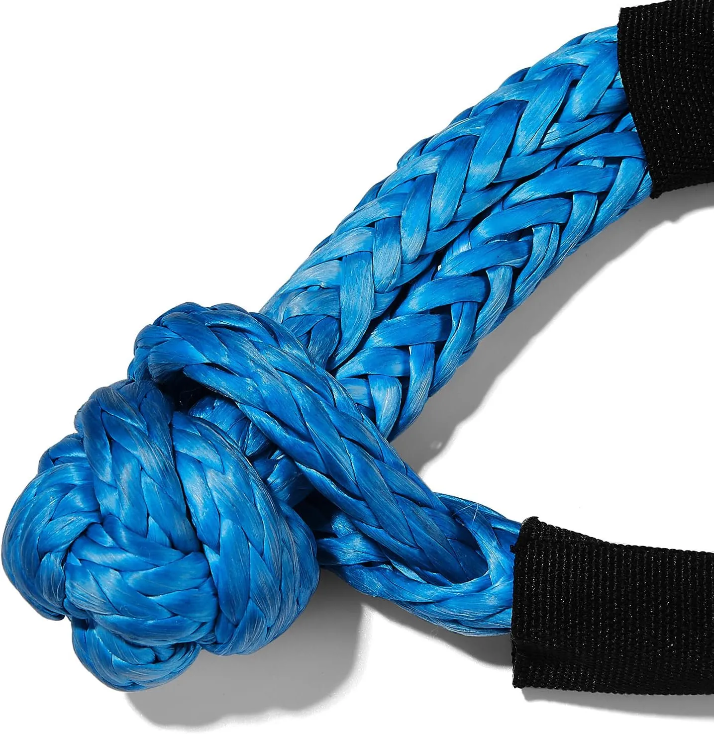 Synthetic Soft Shackle, 7/16 in x 22 in (41,000 LBS Breaking Strength) Shackle Rope with Extra Sleeve and Gloves for SUV ATV Truck Jeep Off-Road Rescue (Blue, 2 Pack)