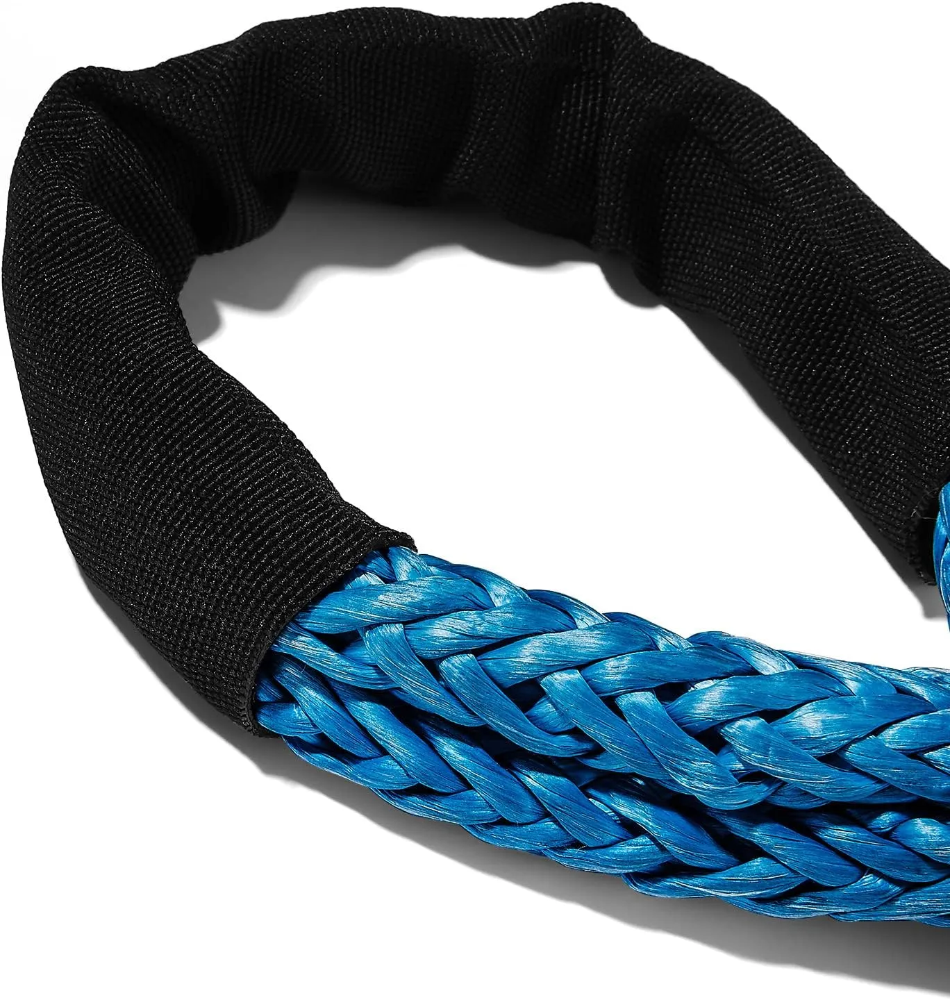 Synthetic Soft Shackle, 7/16 in x 22 in (41,000 LBS Breaking Strength) Shackle Rope with Extra Sleeve and Gloves for SUV ATV Truck Jeep Off-Road Rescue (Blue, 2 Pack)
