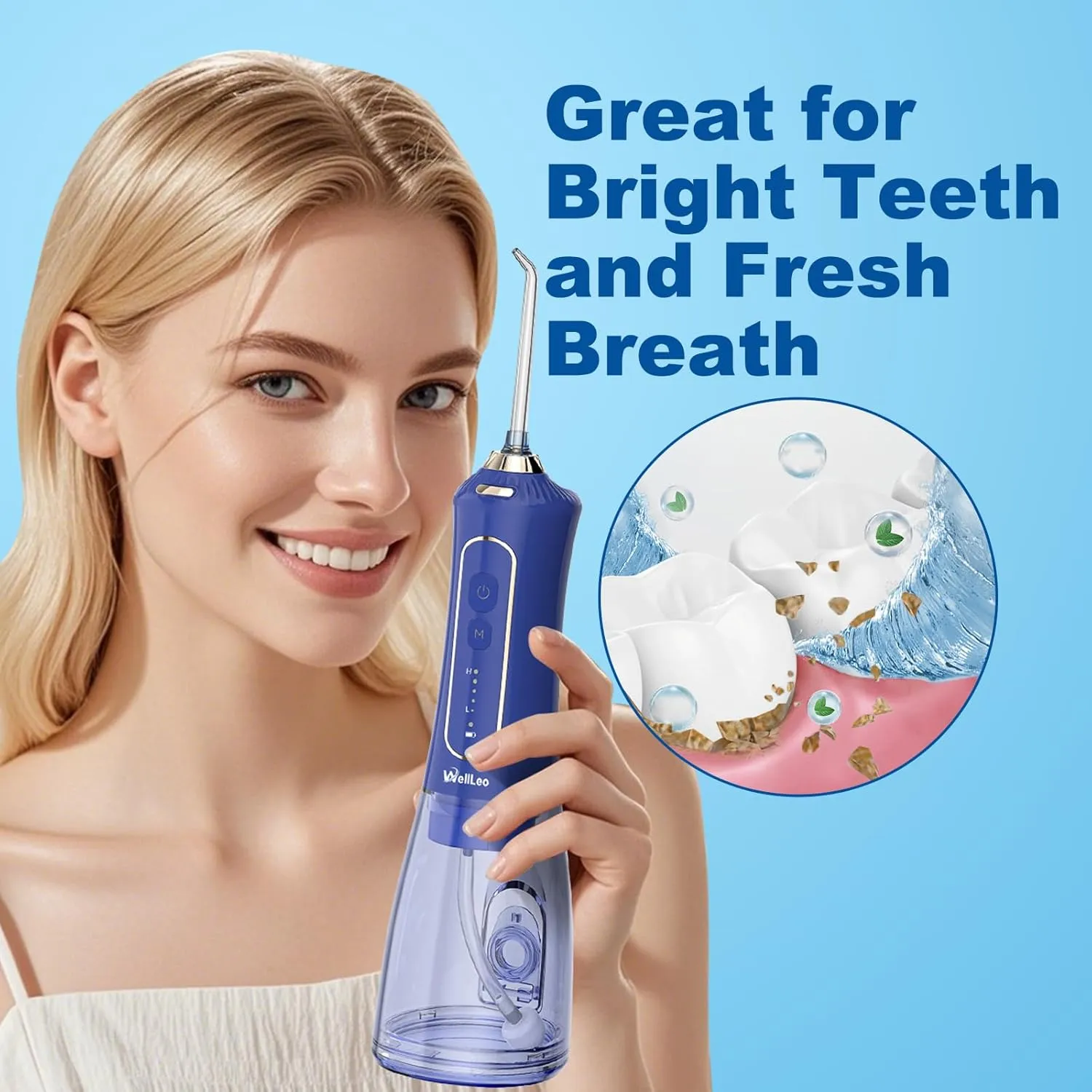 Water Flosser for Teeth, 300ML Cordless Oral Irrigator Rechargeable Dental Flosser Picks with 5 Modes 5 Jet Tips,IPX7 Waterproof Teeth Cleaner for Braces Gum Care, Home Travel Use