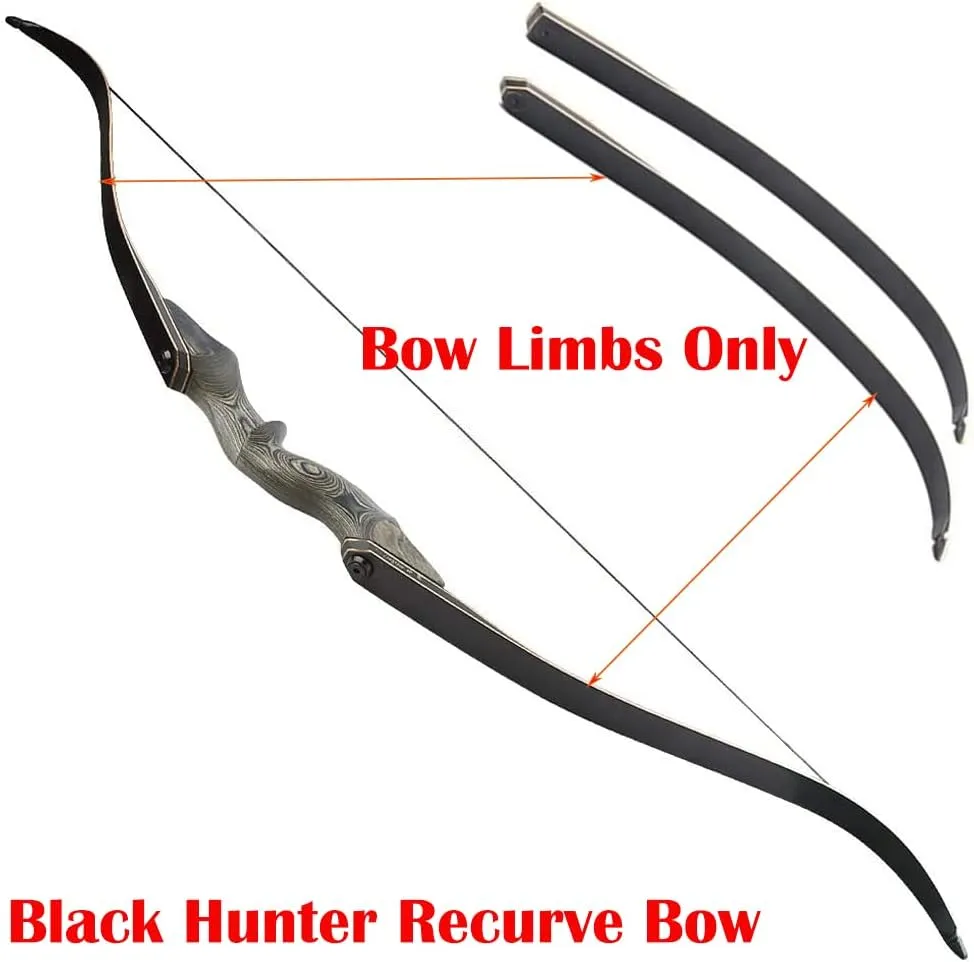 ZSHJGJR Archery Black Hunter Recurve Bow Limbs Original Replacement Bow Limbs 25-65lbs Right/Left Hand